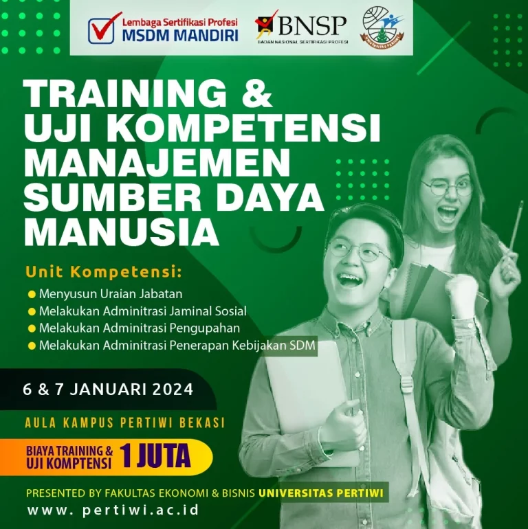 Sebentar lagi Akan Ada Training Uji Kompetensi Manajemen Sumber Daya Manusia
